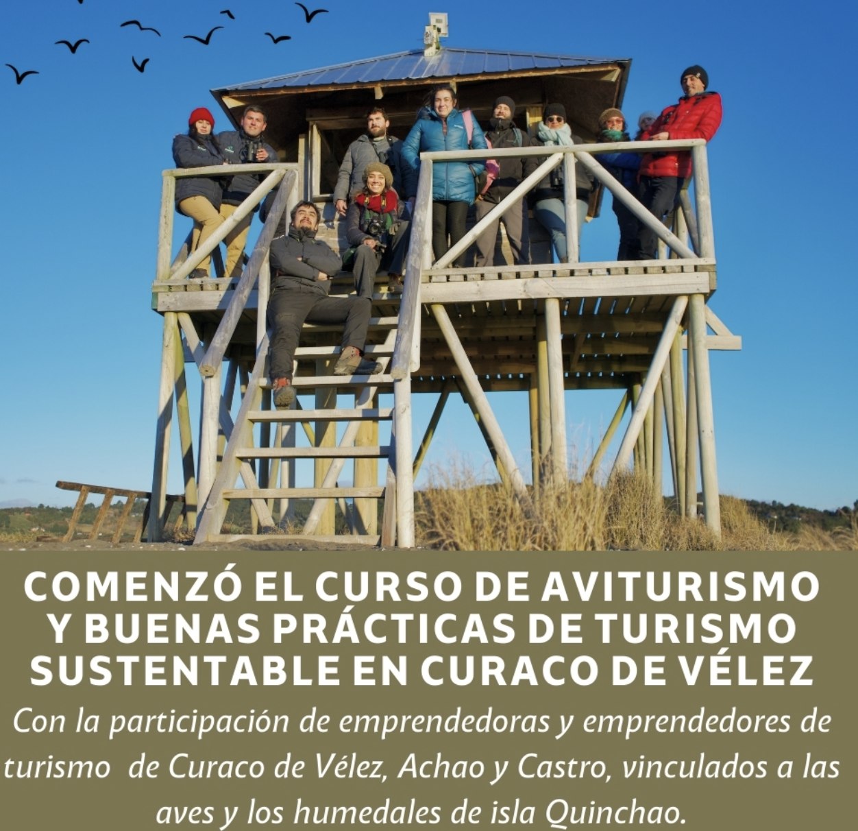 Comienza curso de aviturismo y buenas prácticas de turismo sustentable para guías y emprendedores locales de isla Quinchao.